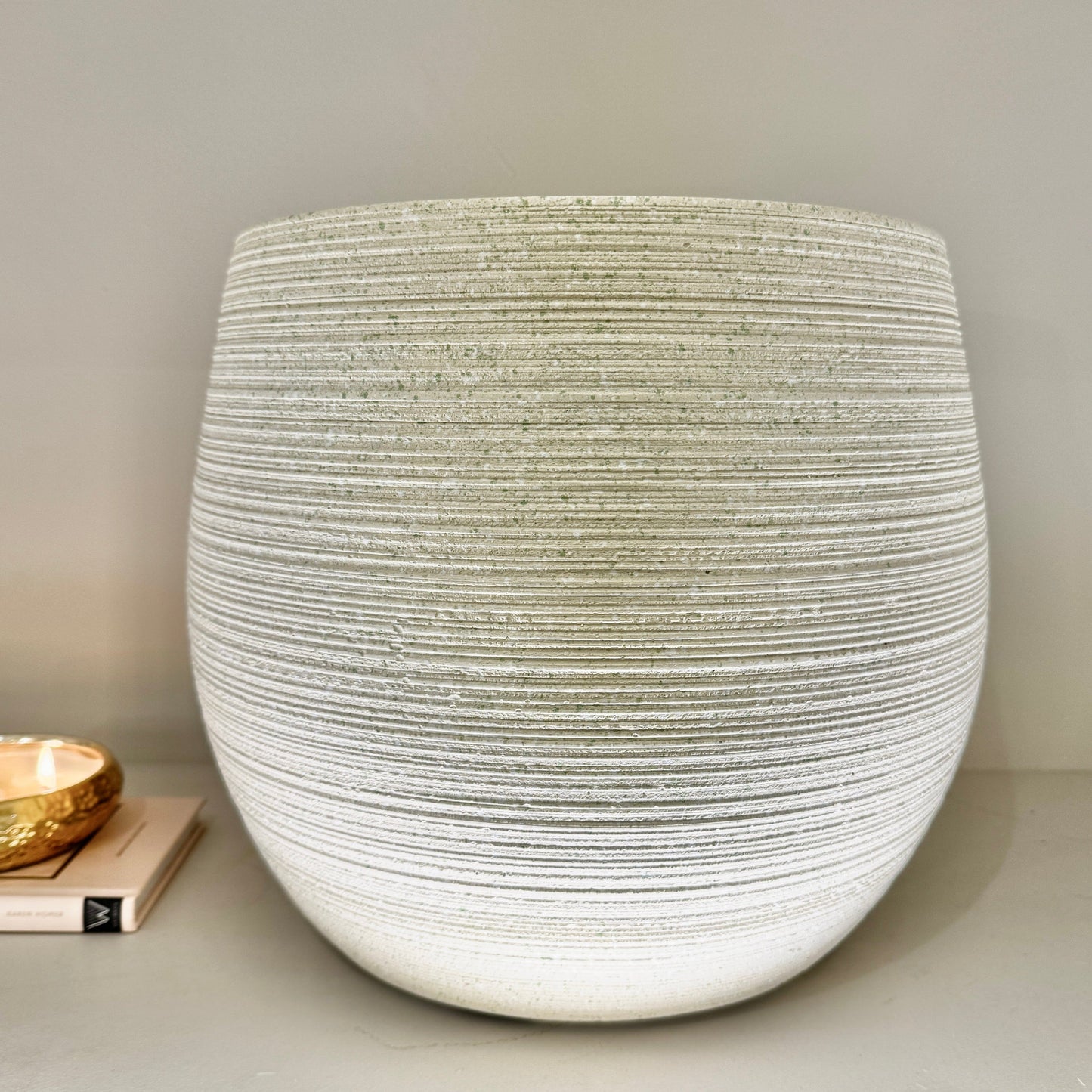Tranquillity Large Neutral Round Textured Planter - Bridgnorth Furniture