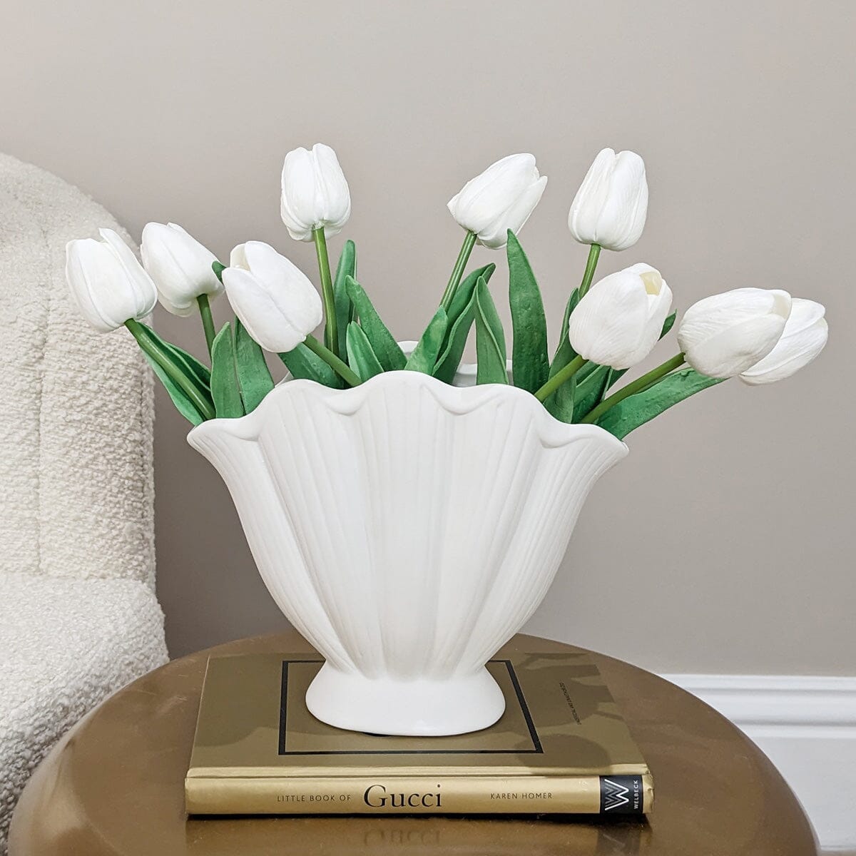 Trixie Neutral Scalloped Shell Vase - Bridgnorth Furniture