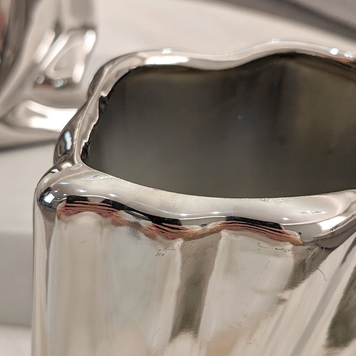 Vega Petite Paper Bag Style Silver Ceramic Vase - Bridgnorth Furniture