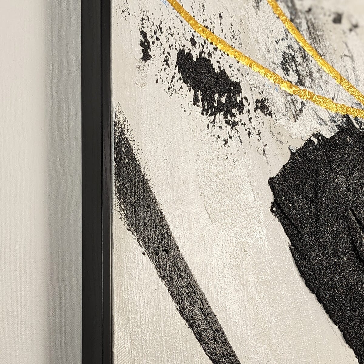 Verona Black, Taupe & White Abstract Paint Brush Effect Textured Canvas Wall Art - Bridgnorth Furniture