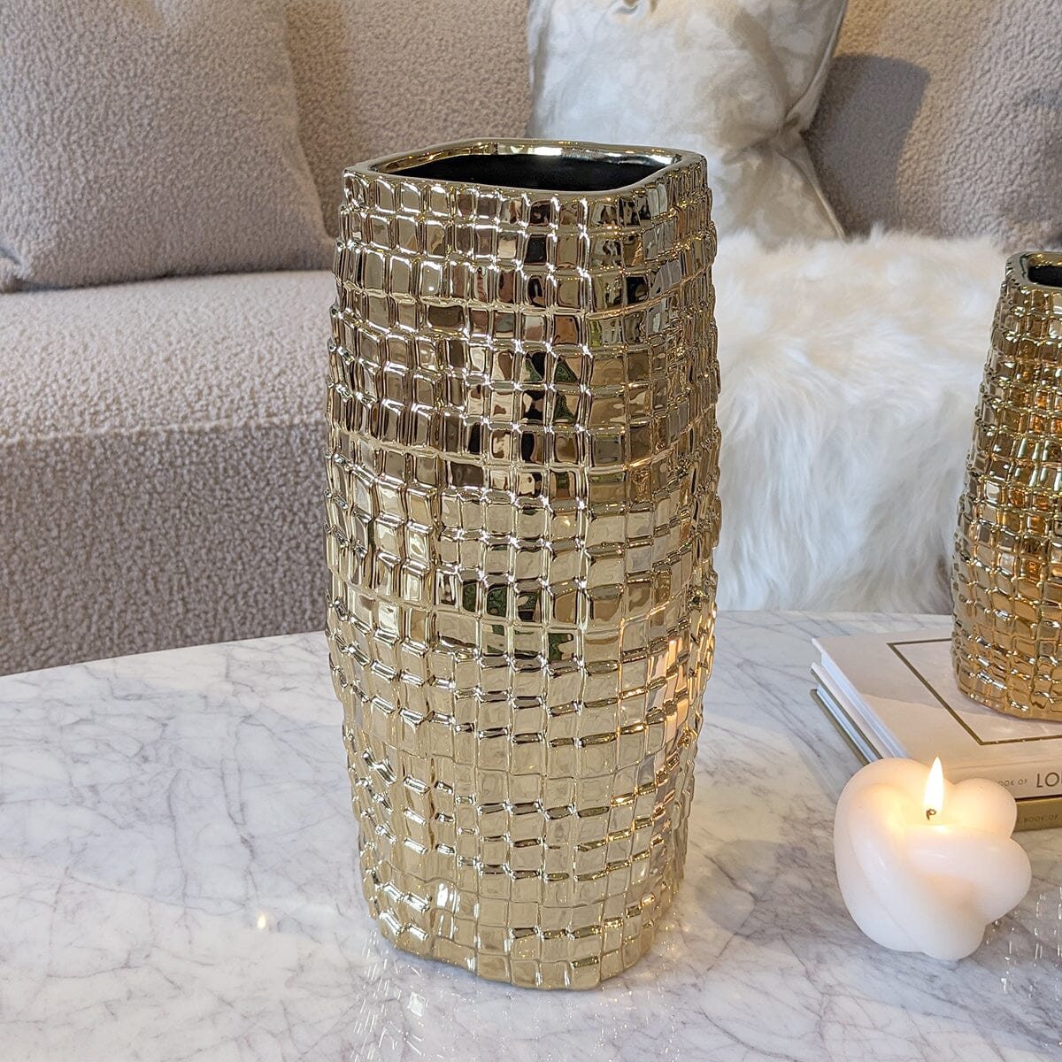 Vieste Large Gold Abstract Vase - Bridgnorth Furniture