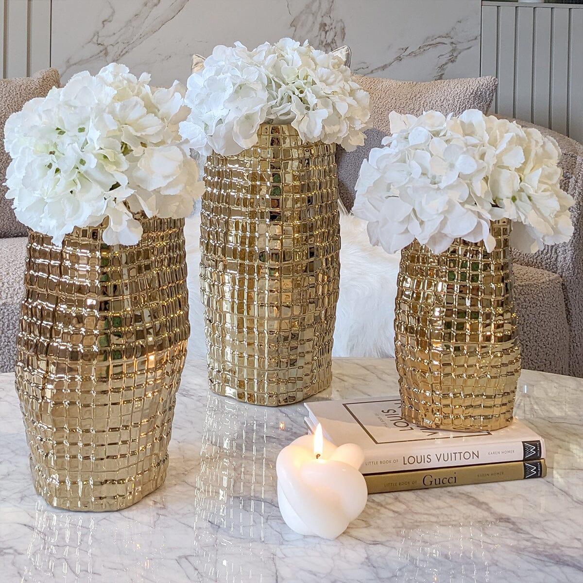 Vieste Medium Gold Abstract Vase - Bridgnorth Furniture