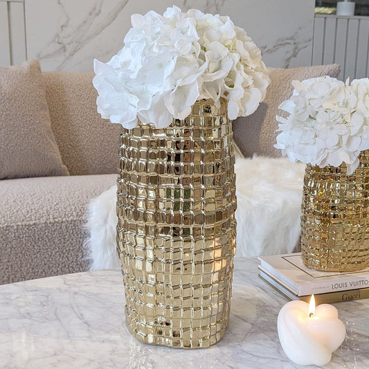 Vieste Tall Gold Abstract Vase - Bridgnorth Furniture
