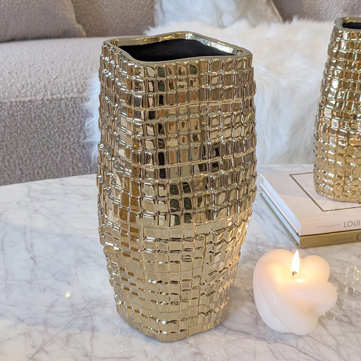 Vieste Tall Gold Abstract Vase - Bridgnorth Furniture