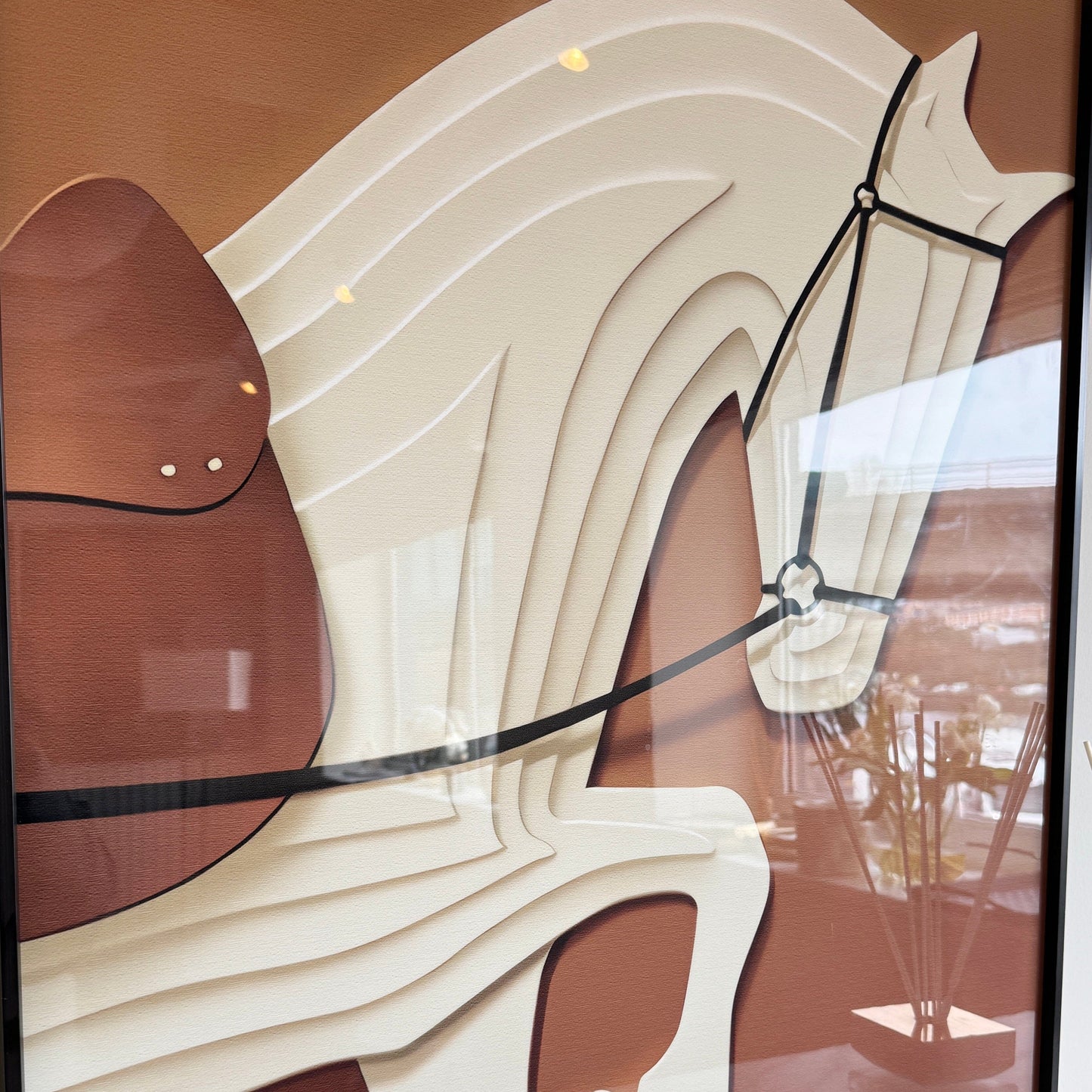Vivienne Rust 3D Effect Horse Print Framed Wall Art - 60x90cm - Bridgnorth Furniture