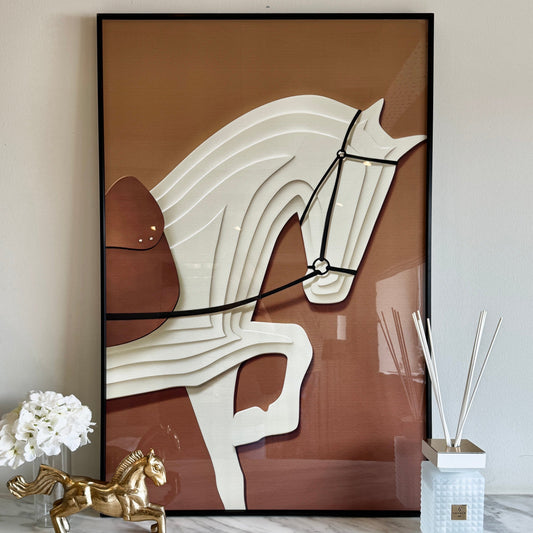 Vivienne Rust 3D Effect Horse Print Framed Wall Art - 60x90cm - Bridgnorth Furniture