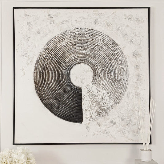 Westborne Monochrome Spiral Textured Canvas Wall Art - Bridgnorth Furniture