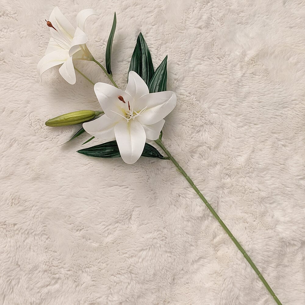 White Faux Lily Single Stem Flower - Bridgnorth Furniture