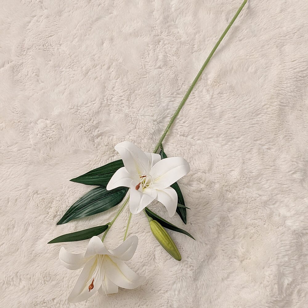 White Faux Lily Single Stem Flower - Bridgnorth Furniture
