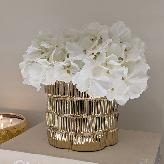 Willow Gold Ribbed Ceramic Planter - Bridgnorth Furniture
