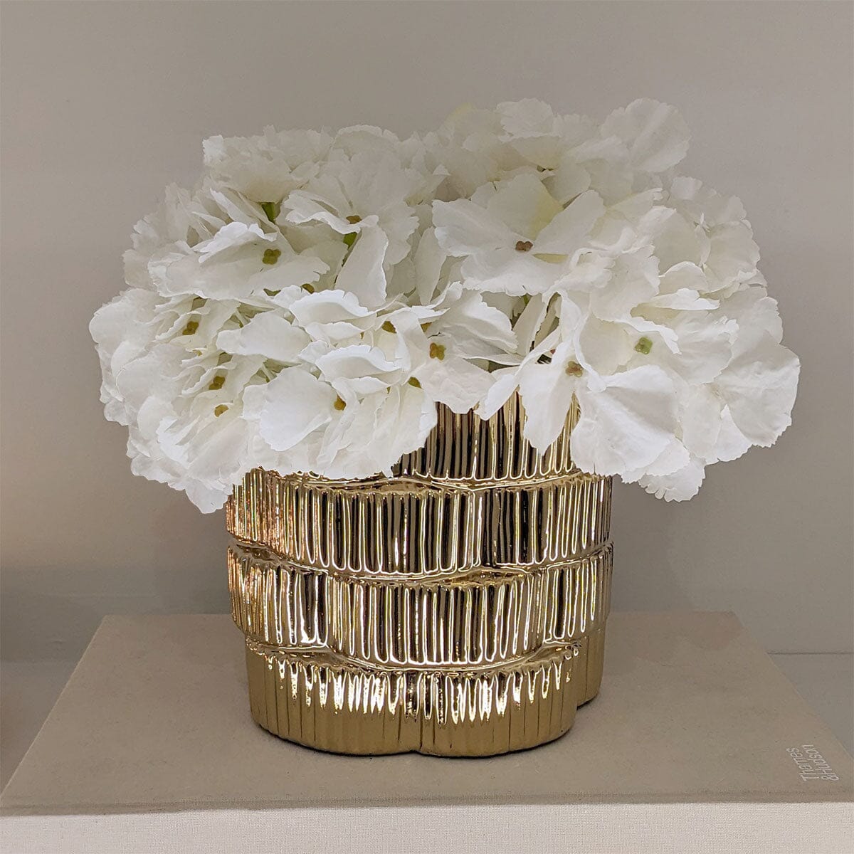 Willow Gold Ribbed Ceramic Planter - Bridgnorth Furniture