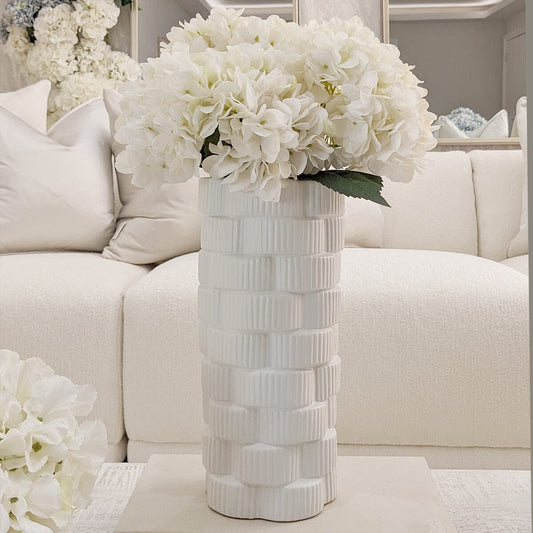 Willow Large White Ribbed Ceramic Vase - Bridgnorth Furniture