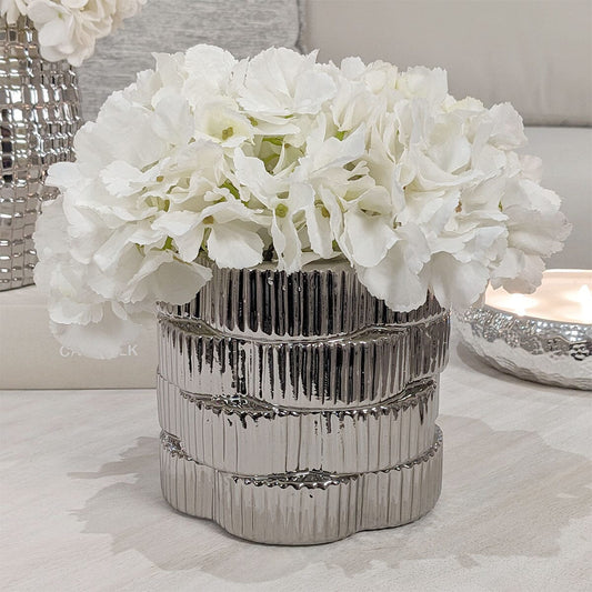 Willow Silver Ribbed Ceramic Planter - Bridgnorth Furniture