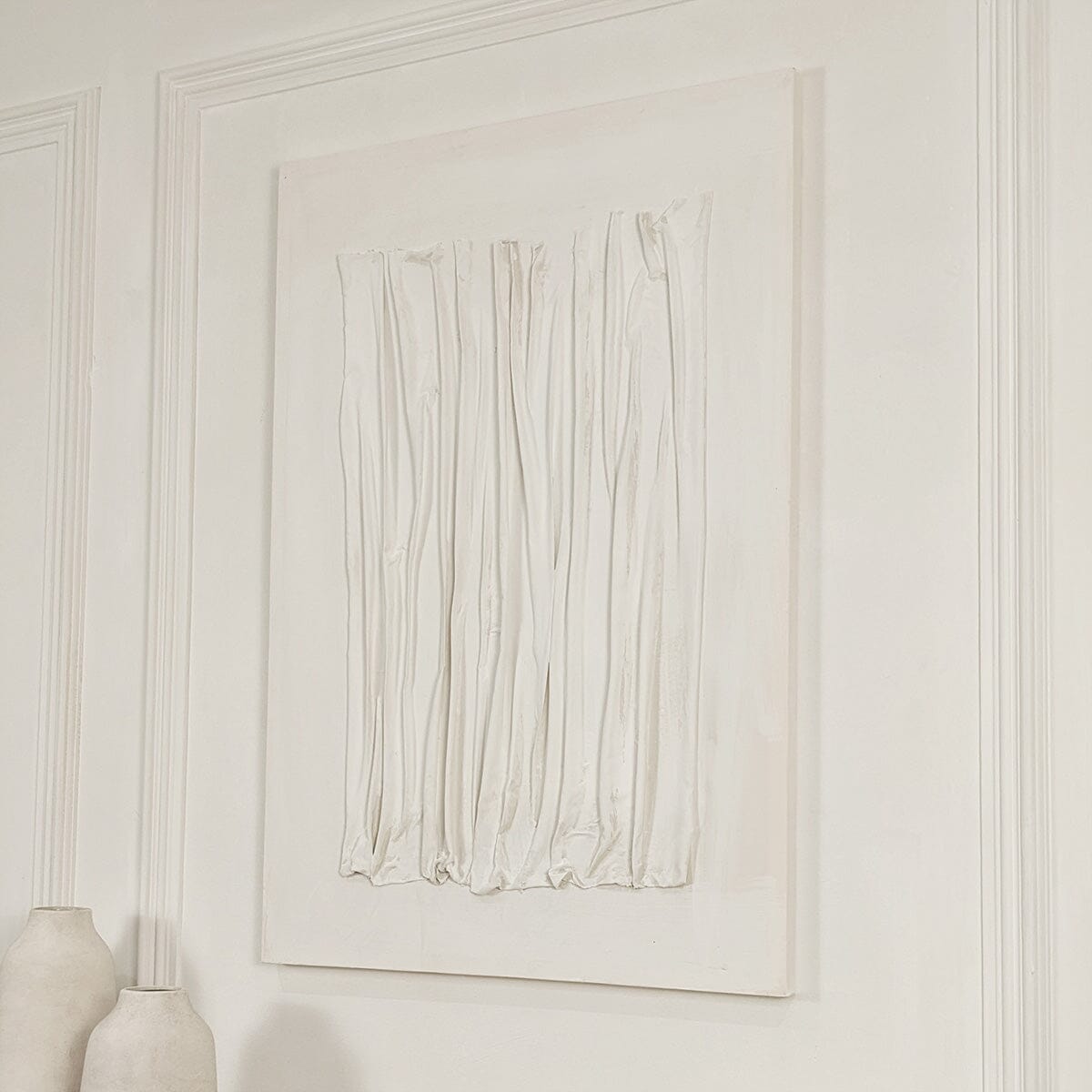 Wren White Textured Abstract Lines Canvas Wall Art - Bridgnorth Furniture