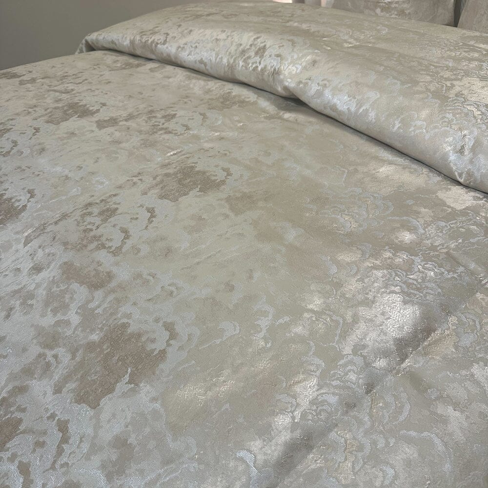 Yasmin Gold & Cream Metallic Cloud Print Bedspread - Bridgnorth Furniture