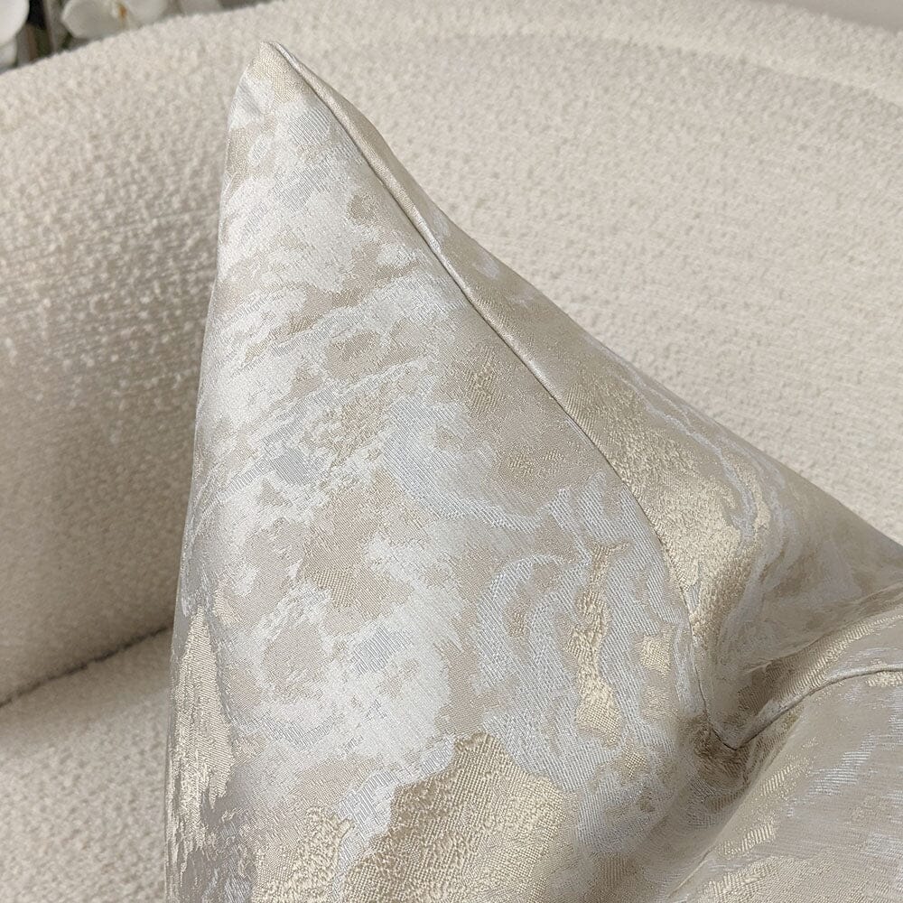 Yasmin Gold & Cream Metallic Cloud Print Cushion - 50x50cm - Bridgnorth Furniture