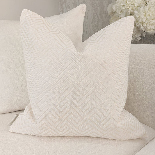 Zosia Cream & Gold Stitched Geometric Cushion - 50x50cm - Bridgnorth Furniture