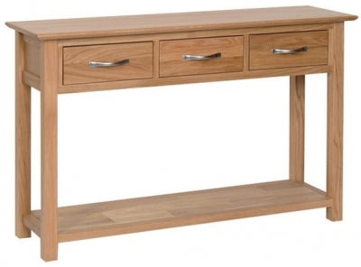 Contemporary Oak 3 DRAWER CONSOLE TABLE