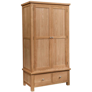 Chunky Oak GENTS WARDROBE WITH 2 DRAWERS