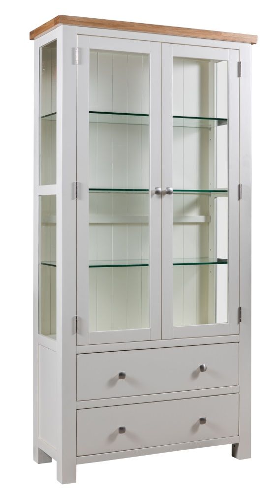 Chunky Oak Painted DISPLAY CABINET