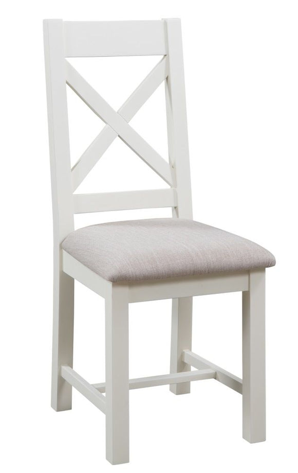 Chunky Oak Painted CROSS BACK CHAIR WITH FABRIC SEAT