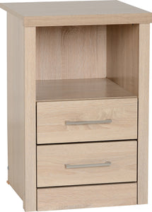 Light Oak Effect Veneer 2 Drawer 1 Shelf Bedside Cabinet