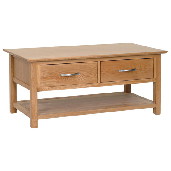 Contemporary Oak COFFEE TABLE WITH DRAWERS