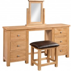 Drayton Oak DOUBLE PEDESTAL DRESSING TABLE + STOOL* - Bridgnorth Furniture
