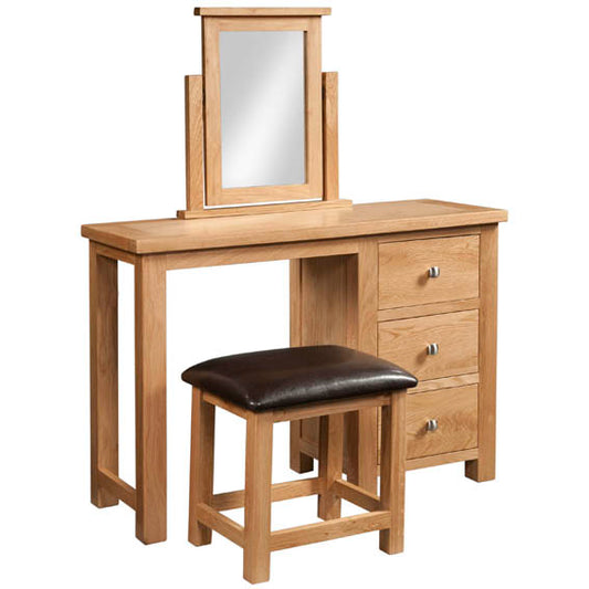 Drayton Oak SINGLE PEDESTAL DRESSING TABLE + STOOL - Bridgnorth Furniture