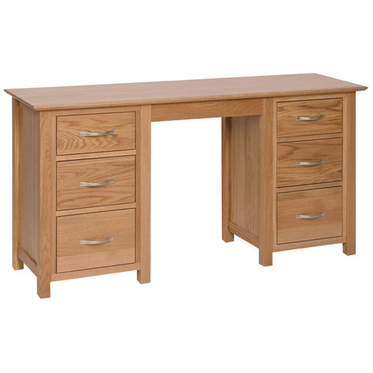 Contemporary Oak DOUBLE PEDESTAL DRESSING TABLE