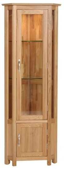 Contemporary Oak CORNER DISPLAY CABINET