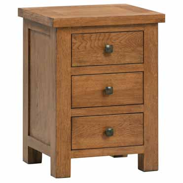 Drayton Rustic 3 Drawer Bedside Table