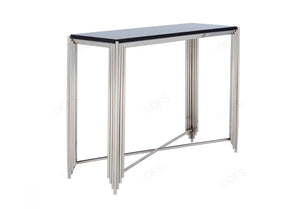 Black Granite Top and Nickel Console Table